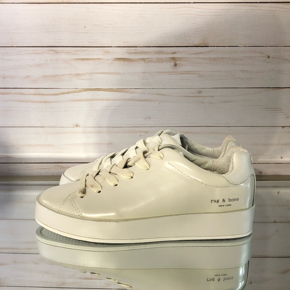 NWOT Rag & Bone RB1 Off-White Leather Sneakers - Picture 5 of 9